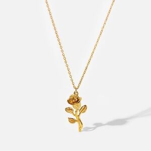 18k Gold Plated Rose Pendant Necklace